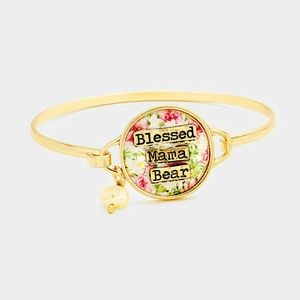 Blessed Mamma Bear Flower Patterned Hook Bracelet